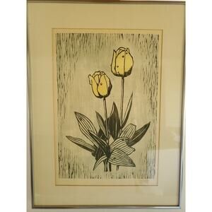 Louise Brevoort "Tulips" 16/25 Original Woodcut Signed